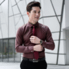 slim fit covered placket formal shirt