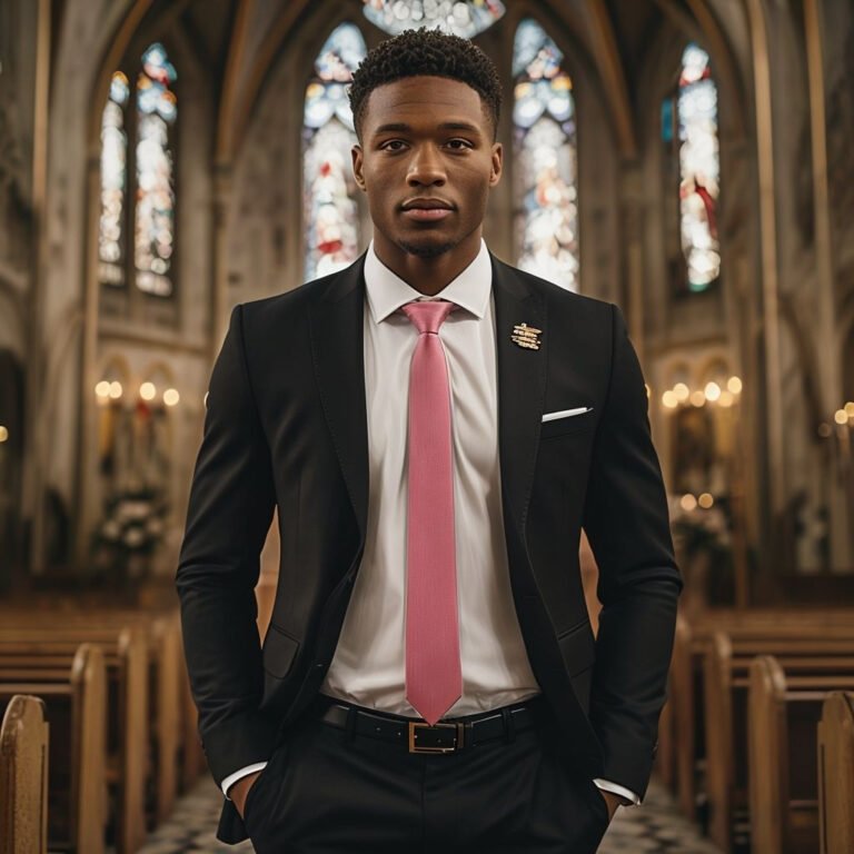 man in formal attire against urban backdrop outdoors