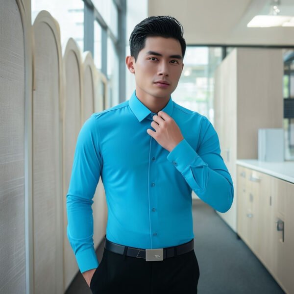 slim fit covered placket formal shirt