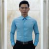 slim fit covered placket formal shirt