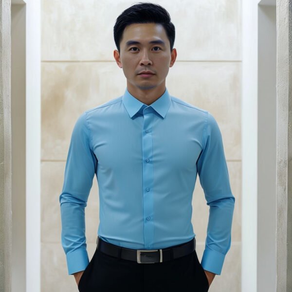 slim fit covered placket formal shirt