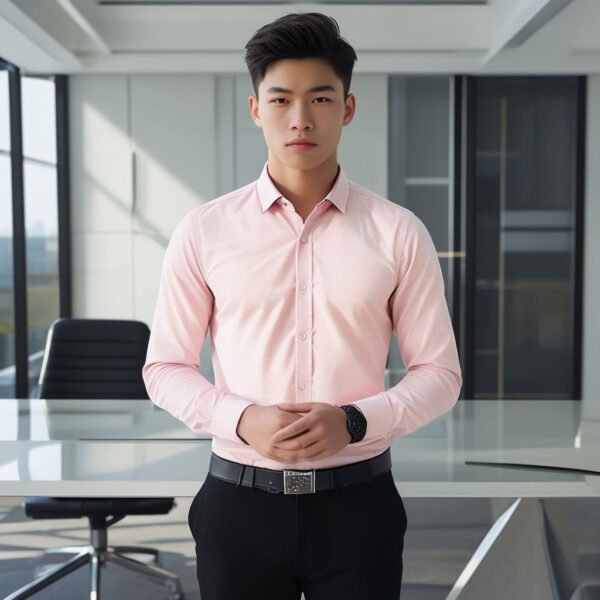 slim fit covered placket formal shirt